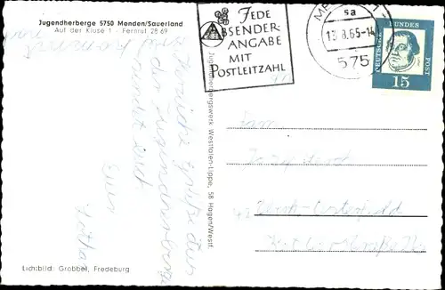 Ak Menden im Sauerland, Jugendherberge