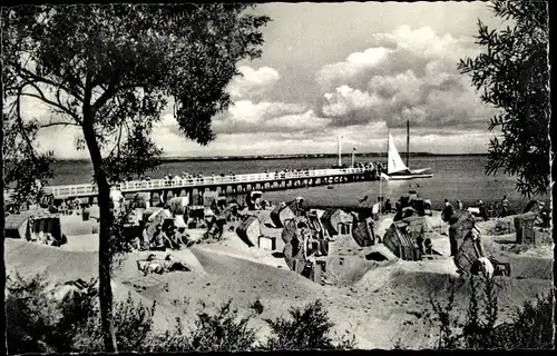 Ak Ostseebad Timmendorfer Strand, Partie an der Landungsbrücke