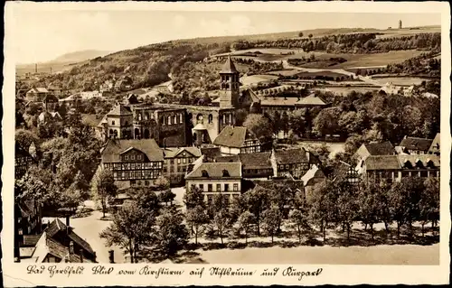 Ak Bad Hersfeld Hessen, Totalansicht vom Kirchturm aus, Stiftsruine, Kurpark