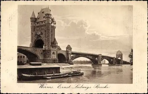 Ak Worms am Rhein, Ernst Ludwigs Brücke
