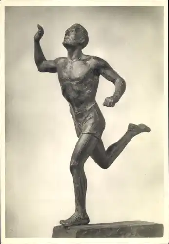 Ak Plastik von Hans Haffenrichter, Am Ziel, Läufer