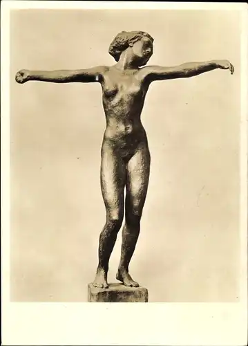 Ak Plastik von Georg Kolbe, Tänzerin, Bronze 1912, Vorderansicht