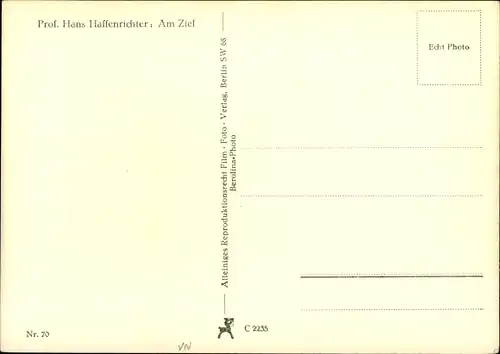 Ak Plastik von Hans Haffenrichter, Am Ziel, Läufer