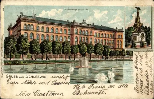 Litho Schleswig an der Schlei, Regierung, Kanonendenkmal