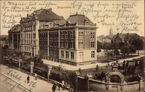 Ak Hartha in Sachsen, Bürgerschule, Turnhalle