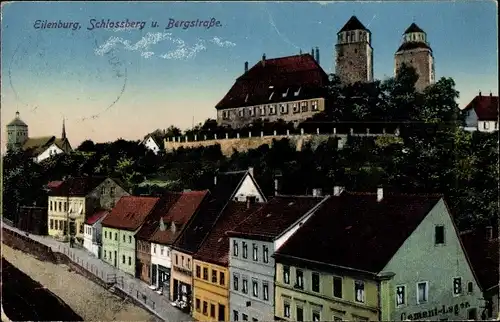 Ak Eilenburg Mulde, Schloßberg und Bergstraße, Türme, Zementlager