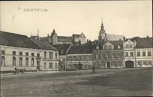 Ak Colditz in Sachsen, Marktplatz, Bäckerei, Wettiner Hof