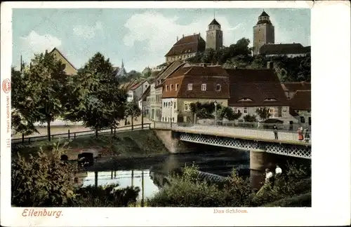 Ak Eilenburg an der Mulde Sachsen, Ansicht vom Schloss, Brücke, Fluss