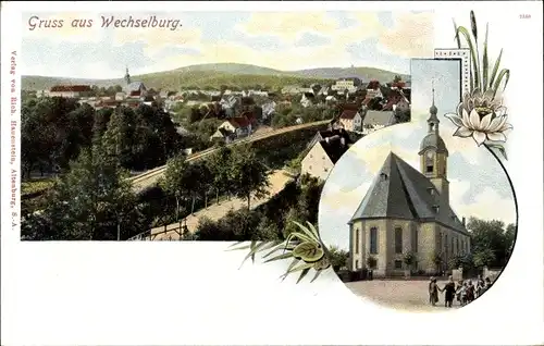 Ak Wechselburg Landkreis Mittelsachsen, Gesamtansicht, Kirche
