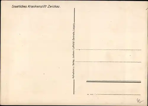 Ak Zwickau, Fliegeraufnahme, staatliches Krankenstift