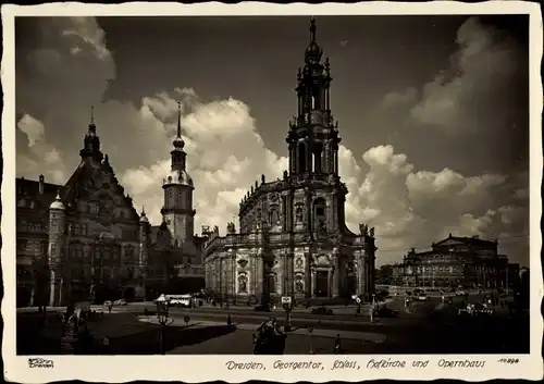 Ak Dresden Altstadt, Georgentor, Hofkirche, Opernhaus, Schloss