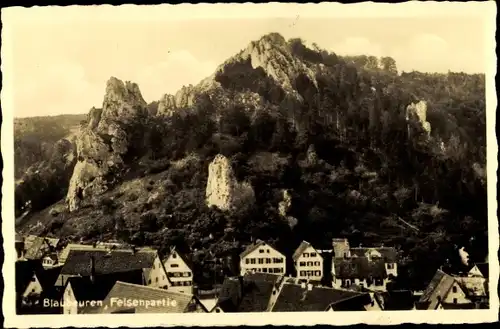 Ak Blaubeuren Baden Württemberg, Blick auf die Felsen