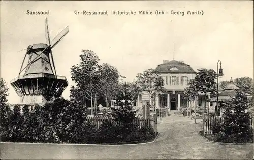 Ak Potsdam in Brandenburg, Sanssouci, Restaurant Historische Mühle