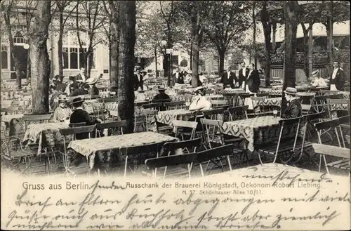 Ak Berlin Prenzlauer Berg, Ausschank der Brauerei Königstadt, Schönhauser Allee 10, Kellner