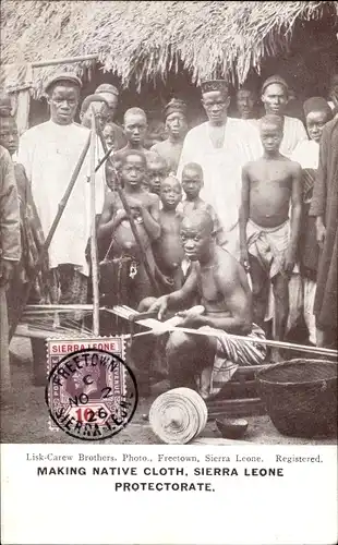Ak Sierra Leone, Making native cloth, Mann am Webstuhl