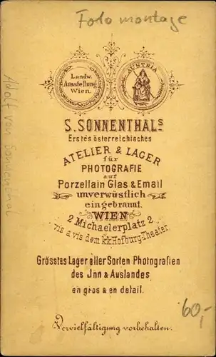 CdV Schauspieler Adolf von Sonnenthal, Portrait, Fotomontage