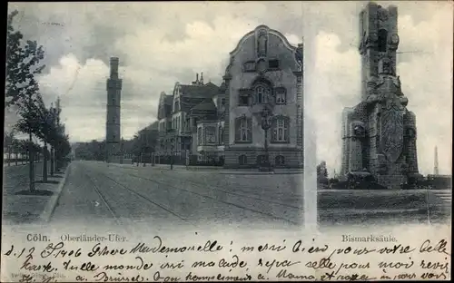 Ak Köln am Rhein, Oberländer Ufer, Bismarcksäule