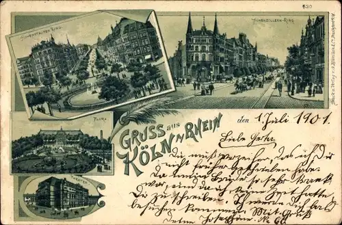 Litho Köln am Rhein, Hohenzollernring, Hohenstaufenring, Flora, Theater