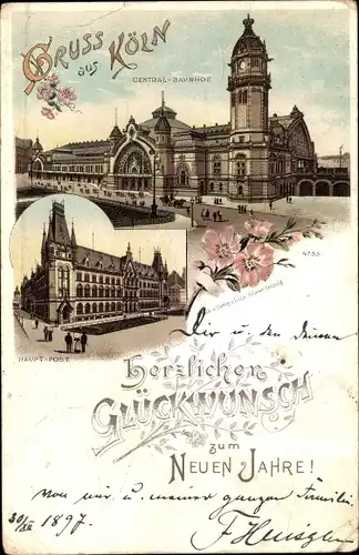 Litho Köln am Rhein, Hauptbahnhof, Hauptpost