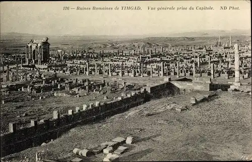 Ak Timgad Algerien, Ruines Romaines, vue generale prise du Capitole