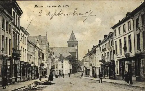 Ak Menin Menen Meenen Lys Westflandern, La rue de Lille