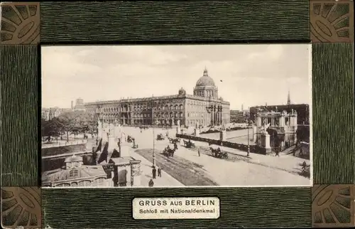 Passepartout Ak Berlin Mitte, Schloss mit Nationaldenkmal