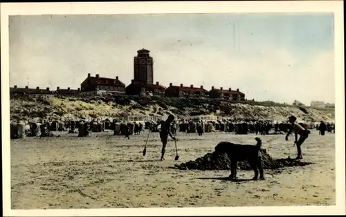 Ak Zandvoort Nordholland, Strandgezicht, Hund, Strandkörbe