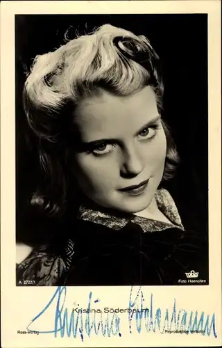 Ak Schauspielerin Kristina Söderbaum, Portrait, Autogramm