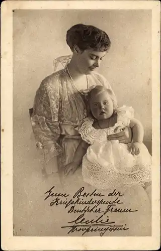 Ak Kronprinzessin Cecilie von Preußen, Prinzessin Alexandrine, Kriegskinder Spendentag 1916