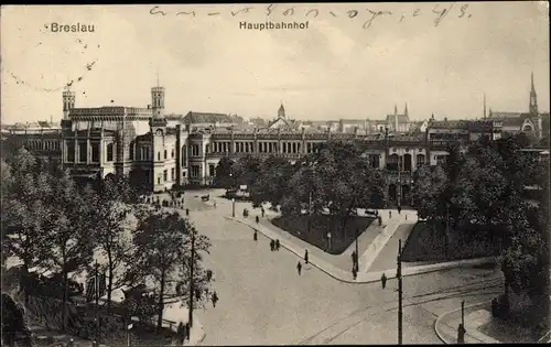 Ak Wrocław Breslau Schlesien, Hauptbahnhof