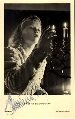 Ak Schauspielerin Kristina Söderbaum, Portrait, Kerzen, Pelzjacke, Ross Verlag A 3100 3