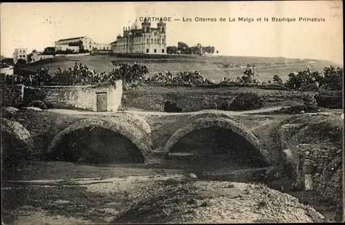 Ak Carthage Karthago Tunesien, Anciennes Citernes de la Malga et la Basilique Primatiale