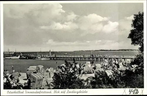 Ak Ostseebad Timmendorfer Strand, Blick auf Landungsbrücke
