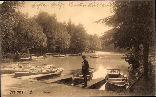 Ak Freiburg im Breisgau, Waldsee, Gondeln