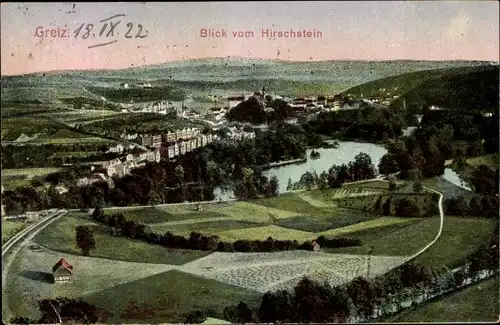Ak Greiz im Vogtland, Blick von Hirschstein