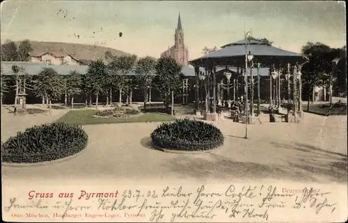 Ak Bad Pyrmont in Niedersachsen, Brunnenplatz, Kirche