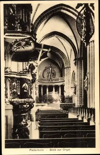 Ak Paderborn in Westfalen, Kirche, Inneres, Blick zur Orgel