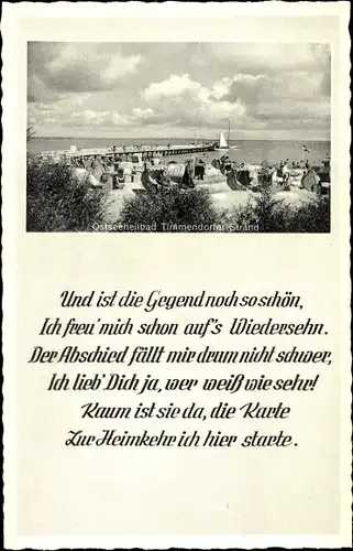 Ak Ostseebad Timmendorfer Strand, Strand, Landungsbrücke, Spruch, Reim