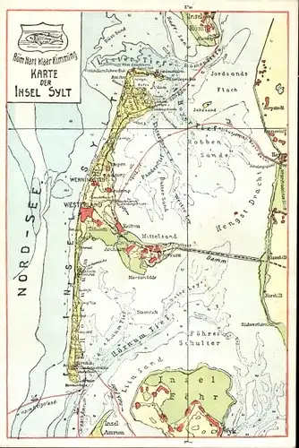 Landkarten Ak Insel Sylt in Nordfriesland, Hengst Dracht, Insel Föhr, Hörnum Tief