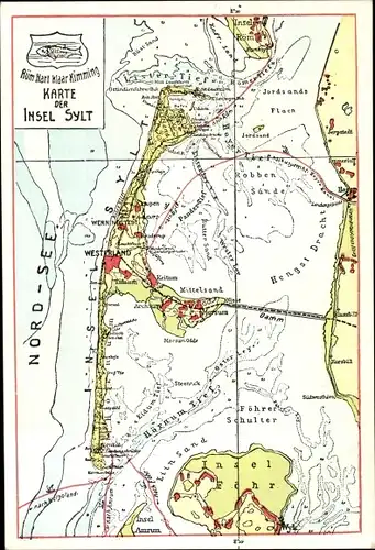 Landkarten Ak Insel Sylt in Nordfriesland, Hengst Dracht, Insel Föhr, Hörnum Tief