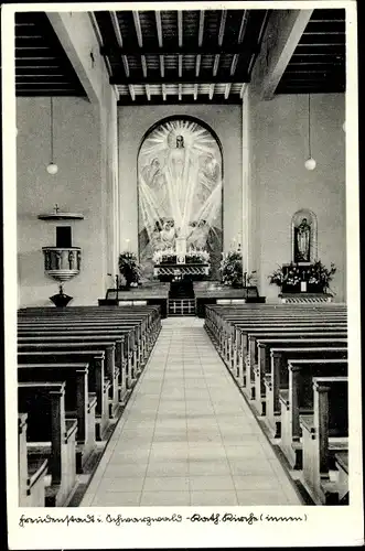 Ak Freudenstadt im Nordschwarzwald, Kath. Kirche, Innenansicht, Blick auf den Altar