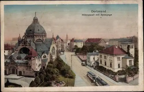 Ak Dortmund im Ruhrgebiet, Hiltropwall mit Synagoge, Straßenbahn