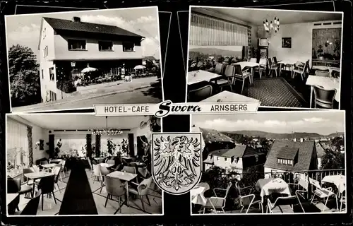Ak Arnsberg im Sauerland Westfalen, Haus Swora, Hotel Garni, Konditorei, Cafe