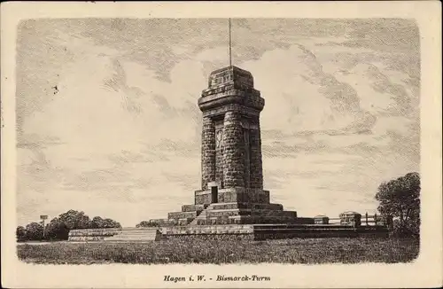 Ak Hagen in Westfalen, Bismarck Turm