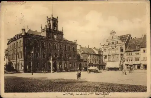 Ak Weimar in Thüringen, Marktplatz mit Rathaus