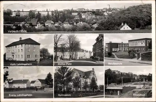 Ak Velbert im Rheinland, Totale, Strandbad, Gymnasium, Lehrlingsheime, Berufsschule