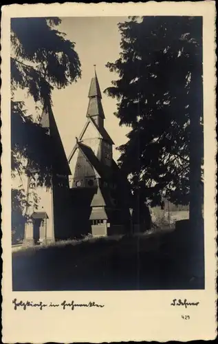 Ak Hahnenklee Bockswiese Goslar im Harz, Holzkirche