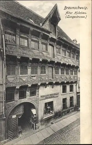 Ak Braunschweig in Niedersachsen, Alte Holzbau, Langestraße