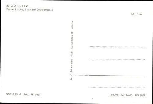 Ak Görlitz in der Lausitz, Frauenkirche, Blick zur Orgelempore