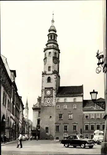 Ak Görlitz in der Lausitz, Rathaus, Außenansicht, Fahrzeuge